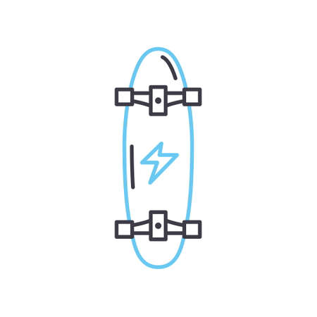 electric longboard line icon, outline symbol, vector illustration, concept signのイラスト素材