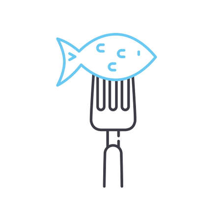 fish line icon, outline symbol, vector illustration, concept signのイラスト素材