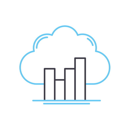 cloud reporting line icon, outline symbol, vector illustration, concept signのイラスト素材