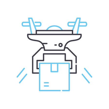 drone logistics line icon, outline symbol, vector illustration, concept signのイラスト素材