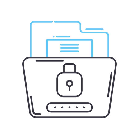 data protection software line icon, outline symbol, vector illustration, concept signのイラスト素材