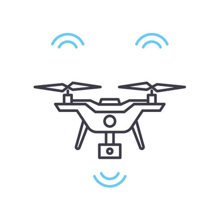 delivery drone line icon, outline symbol, vector illustration, concept signのイラスト素材