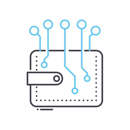 digital wallet line icon, outline symbol, vector illustration, concept signのイラスト素材