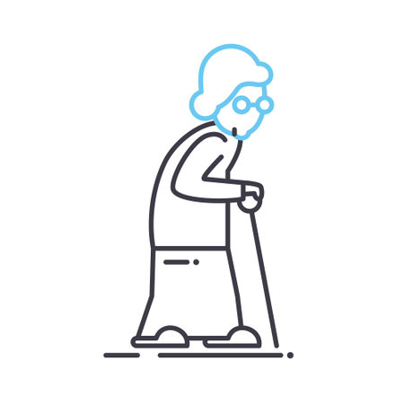 old woman line icon, outline symbol, vector illustration, concept signのイラスト素材