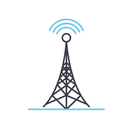 signal tower line icon, outline symbol, vector illustration, concept signのイラスト素材