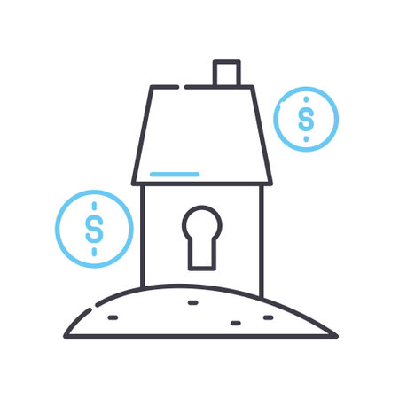 private property line icon, outline symbol, vector illustration, concept signのイラスト素材