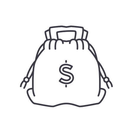 money bag line icon, outline symbol vector illustration, concept signのイラスト素材