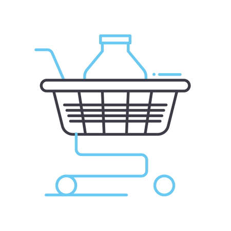 shopping cart line icon, outline symbol, vector illustration, concept signのイラスト素材