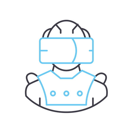 virtual reality line icon, outline symbol, vector illustration, concept signのイラスト素材