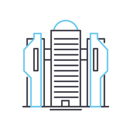 office building line icon, outline symbol, vector illustration, concept signのイラスト素材