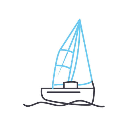 sailing yacht line icon, outline symbol, vector illustration, concept signのイラスト素材