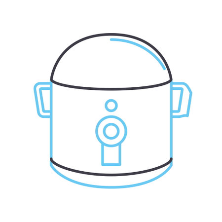 rice cooker line icon, outline symbol, vector illustration, concept signのイラスト素材