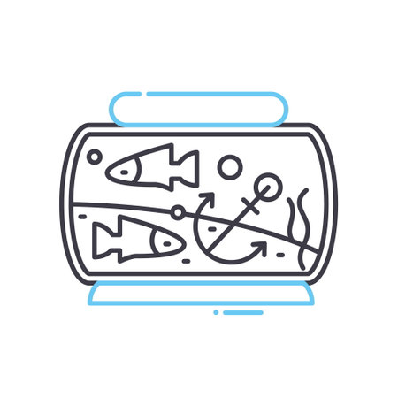 aquarium line icon, outline symbol, vector illustration, concept signのイラスト素材