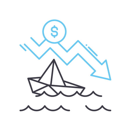 bankruptcy line icon, outline symbol, vector illustration, concept signのイラスト素材