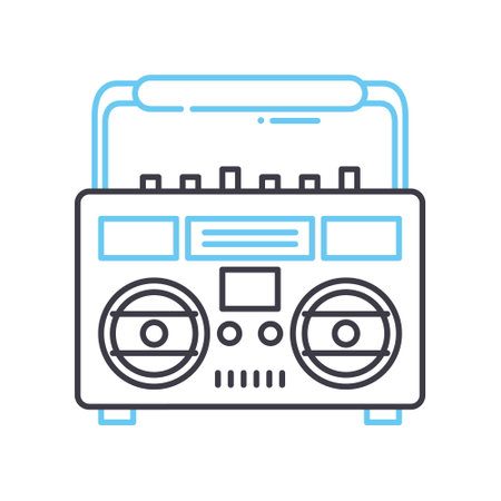 boombox line icon, outline symbol, vector illustration, concept signのイラスト素材