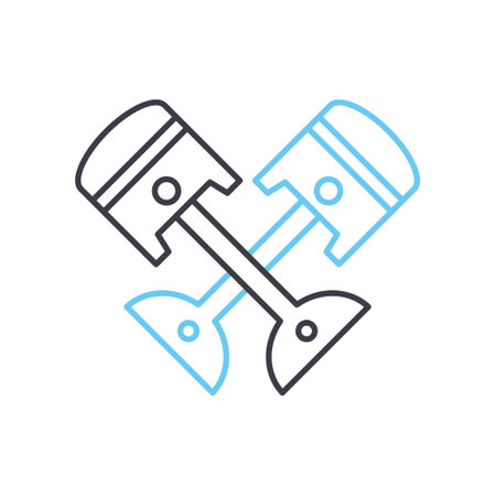 car piston line icon, outline symbol, vector illustration, concept signのイラスト素材