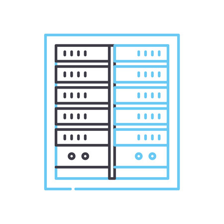 computer server rack line icon, outline symbol, vector illustration, concept sign