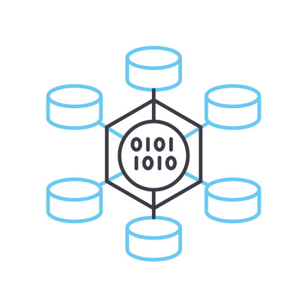 data mining line icon, outline symbol, vector illustration, concept signのイラスト素材