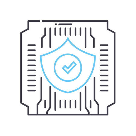 cyber defence line icon, outline symbol, vector illustration, concept signのイラスト素材