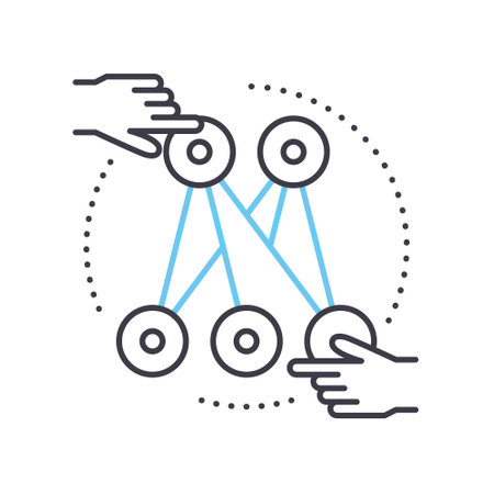 deep learning network line icon, outline symbol, vector illustration, concept signのイラスト素材