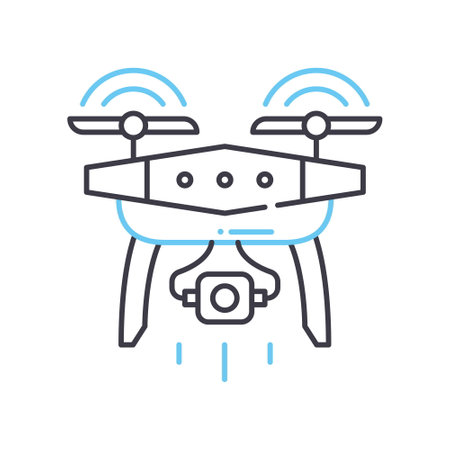 drone line icon, outline symbol, vector illustration, concept signのイラスト素材