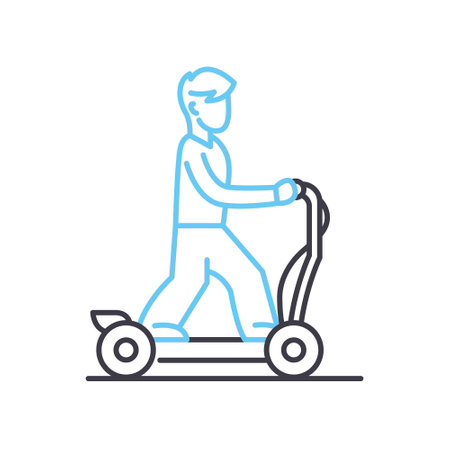 electric scooter line icon, outline symbol, vector illustration, concept signのイラスト素材