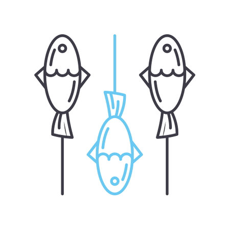 fish line icon, outline symbol, vector illustration, concept signのイラスト素材