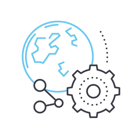 global sharing line icon, outline symbol, vector illustration, concept signのイラスト素材