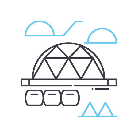 life dome planet base line icon, outline symbol, vector illustration, concept signのイラスト素材