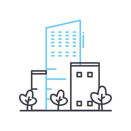 office building line icon, outline symbol, vector illustration, concept signのイラスト素材