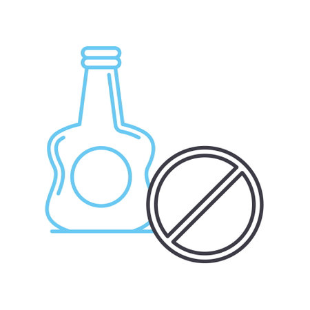no alcohol line icon, outline symbol, vector illustration, concept signのイラスト素材