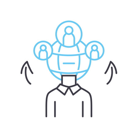outsourse management line icon, outline symbol, vector illustration, concept signのイラスト素材