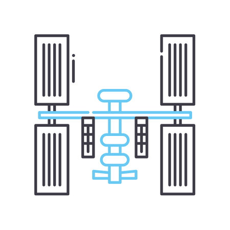orbital space station line icon, outline symbol, vector illustration, concept signのイラスト素材