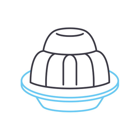 pudding line icon, outline symbol, vector illustration, concept signのイラスト素材
