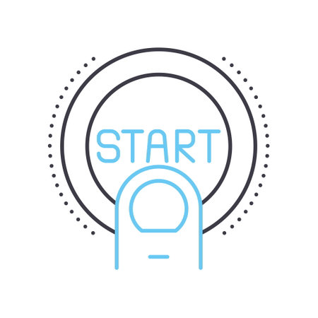 push start line icon, outline symbol, vector illustration, concept signのイラスト素材