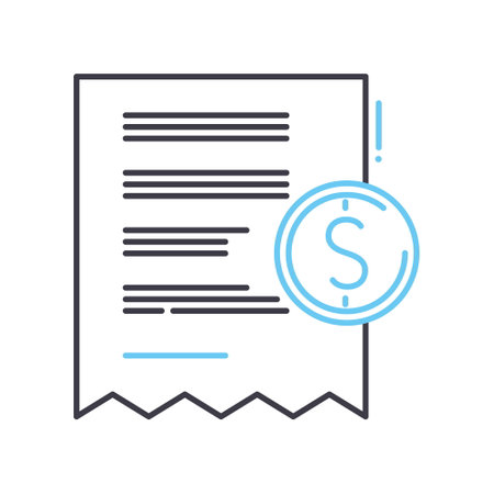 receipt line icon, outline symbol, vector illustration, concept signのイラスト素材