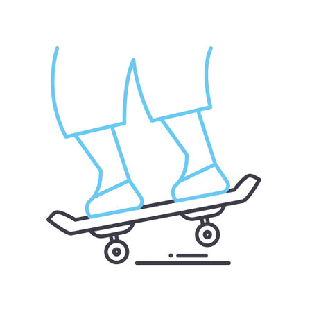 riding skateboard line icon, outline symbol, vector illustration, concept signのイラスト素材