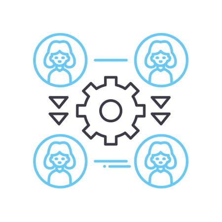 self organizing team line icon, outline symbol, vector illustration, concept signのイラスト素材