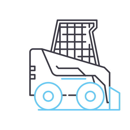 skid-steer loader line icon, outline symbol, vector illustration, concept signのイラスト素材