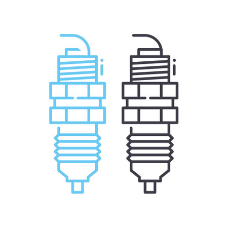 spark plug line icon, outline symbol, vector illustration, concept signのイラスト素材