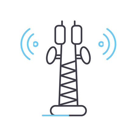 telecommunication transmitter line icon, outline symbol, vector illustration, concept signのイラスト素材