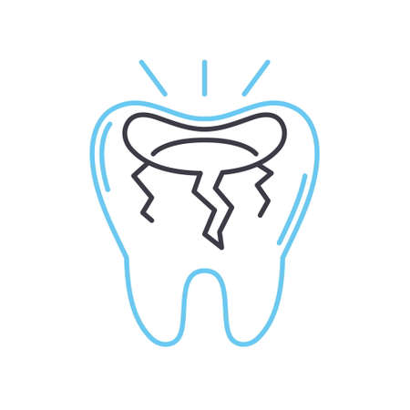 tooth decay line icon, outline symbol, vector illustration, concept signのイラスト素材