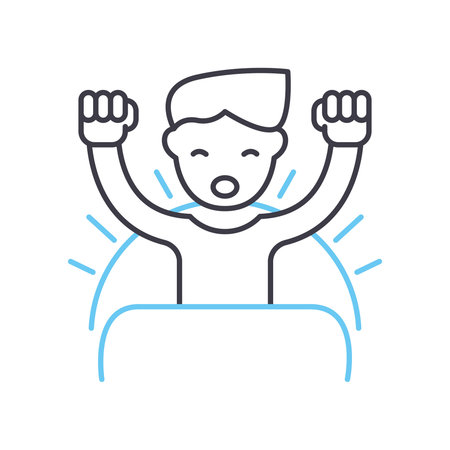 waking up early line icon, outline symbol, vector illustration, concept signのイラスト素材
