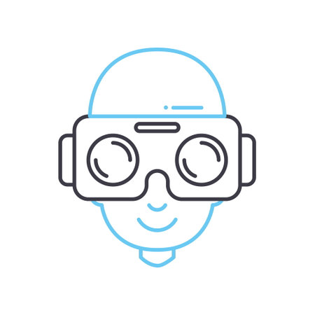 vr helmet line icon, outline symbol, vector illustration, concept signのイラスト素材
