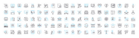 Online courses vector line icons set. E-learning, Training, Webinars ...