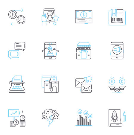 Online promotion linear icons set. Digital, Marketing, SEO, Social media, Advertising, Branding, Traffic line vector and concept signs. Lead generation,Email,Content outline illustrations