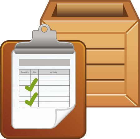 Inventory list with wooden boxのイラスト素材