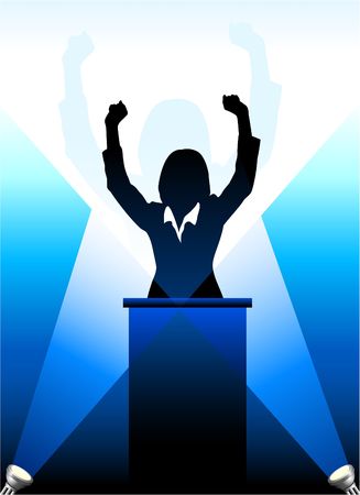 Origianl Vector Illustration: Business/political speaker silhouette behind a podium 
File is AI8 compatible
の写真素材