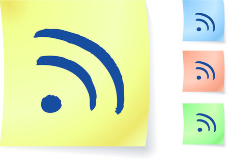 RSS graphic on sticky noteoriginal vector illustrationPost it note sketches Three color version...