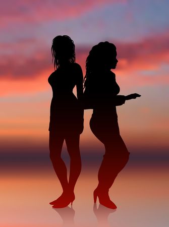 Original Vector Illustration: Sexy girls dancing with sunset internet background
AI8 compatibleの写真素材